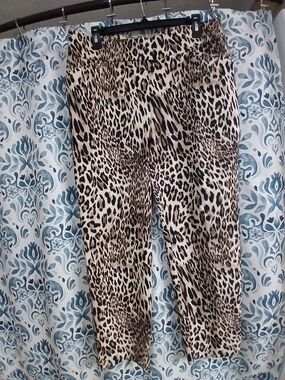 Chico's Beige and Black Leopard Print Ankle Pants.